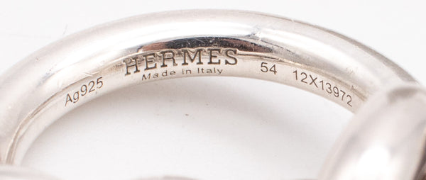 HERMES PARIS CROISETTE TOGGLE CHAINED RING IN .925 STERLING SILVER