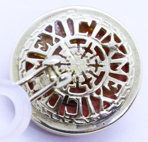 LARGE BUTTON VINTAGE 14 KT EARRINGS WITH PINK CORAL