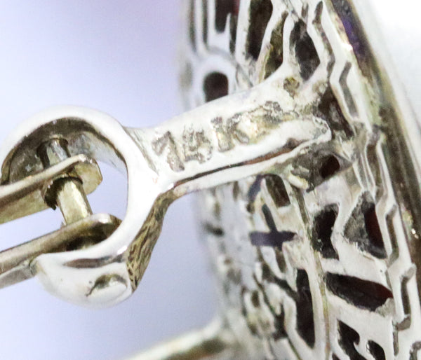 LARGE BUTTON VINTAGE 14 KT EARRINGS WITH PINK CORAL