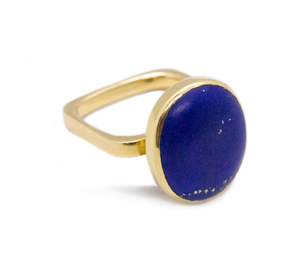CARTIER PARIS JEAN DINH VAN RARE 1960 18 KT GOLD RING WITH LAPIS LAZULI