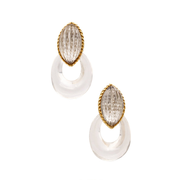 Arfan Paris 1970 By Andre Vassort Convertible Clip Earrings In 18Kt Yellow Gold With 54 Cts In Fluted Rock Quartz