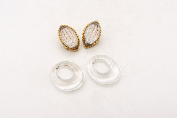 Arfan Paris 1970 By Andre Vassort Convertible Clip Earrings In 18Kt Yellow Gold With 54 Cts In Fluted Rock Quartz