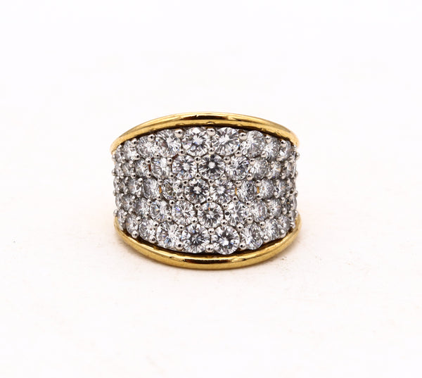 Designer Cluster Band Ring In Platinum And 18Kt Yellow Gold With 3.78 Cts In D VS-1 Diamonds