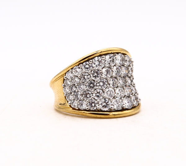 Designer Cluster Band Ring In Platinum And 18Kt Yellow Gold With 3.78 Cts In D VS-1 Diamonds