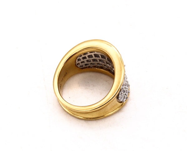 Designer Cluster Band Ring In Platinum And 18Kt Yellow Gold With 3.78 Cts In D VS-1 Diamonds