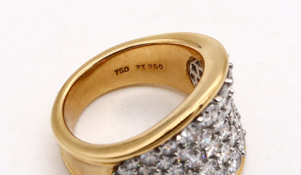 Designer Cluster Band Ring In Platinum And 18Kt Yellow Gold With 3.78 Cts In D VS-1 Diamonds