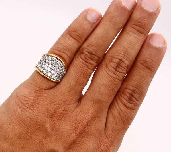 Designer Cluster Band Ring In Platinum And 18Kt Yellow Gold With 3.78 Cts In D VS-1 Diamonds