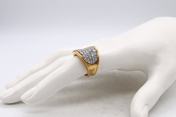 Designer Cluster Band Ring In Platinum And 18Kt Yellow Gold With 3.78 Cts In D VS-1 Diamonds