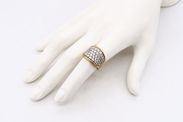 Designer Cluster Band Ring In Platinum And 18Kt Yellow Gold With 3.78 Cts In D VS-1 Diamonds