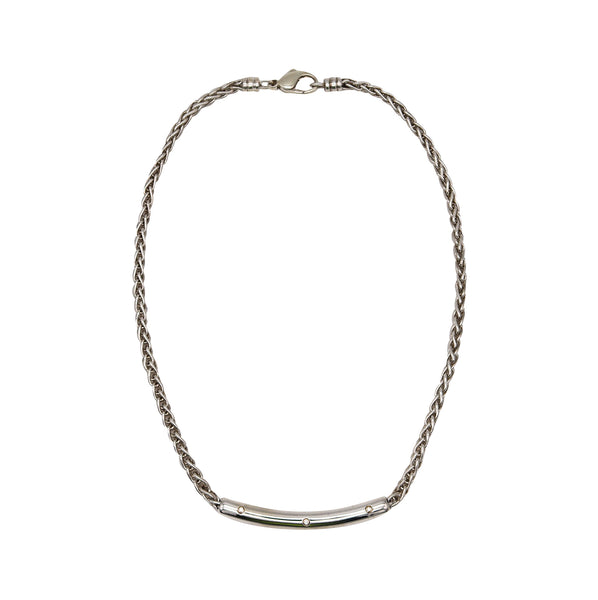 Movado Modernist Tubular Necklace In 18Kt  .925 Sterling Silver With 3 VS Diamonds