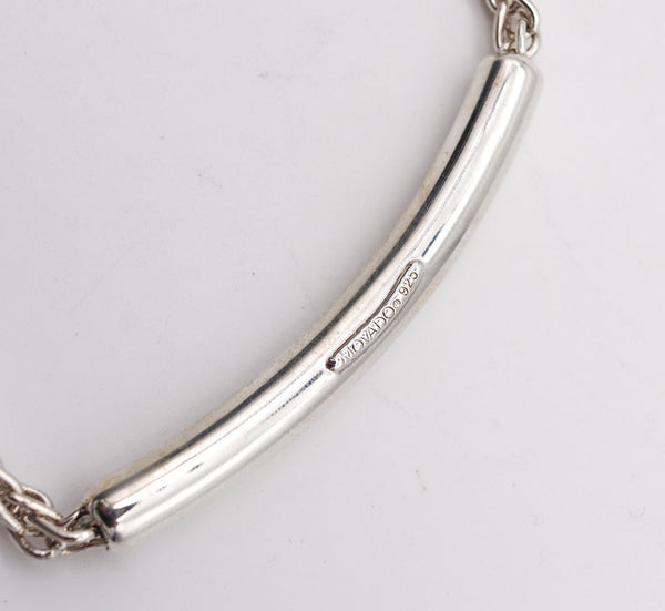 Movado Modernist Tubular Necklace In 18Kt  .925 Sterling Silver With 3 VS Diamonds