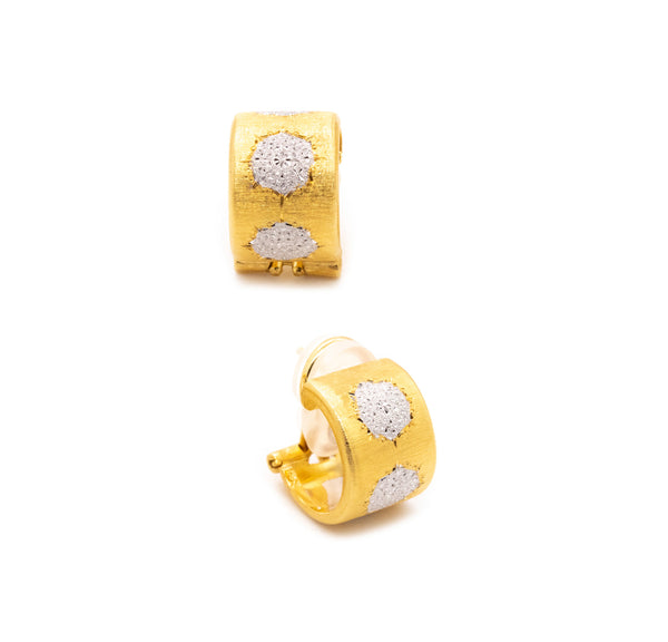 BUCCELLATI MILANO 18 KT YELLOW-WHITE GOLD GEMINATO EARRINGS HOOPS