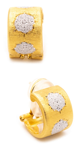 BUCCELLATI MILANO 18 KT YELLOW-WHITE GOLD GEMINATO EARRINGS HOOPS