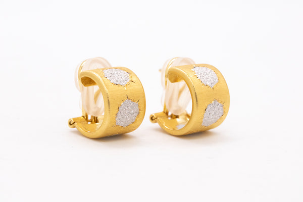 BUCCELLATI MILANO 18 KT YELLOW-WHITE GOLD GEMINATO EARRINGS HOOPS