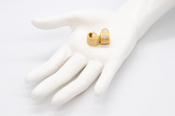 BUCCELLATI MILANO 18 KT YELLOW-WHITE GOLD GEMINATO EARRINGS HOOPS