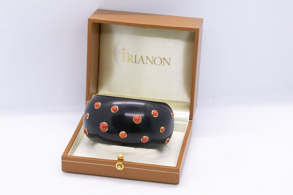 SEAMAN SCHEPPS TRIANON 18 KT EBONY CUFF WITH RED CORALS