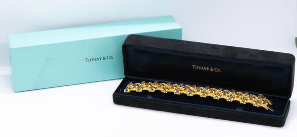 TIFFANY & CO 18 KT GOLD MESH BRACELET WITH 9.41 Ctw OF SAPPHIRES