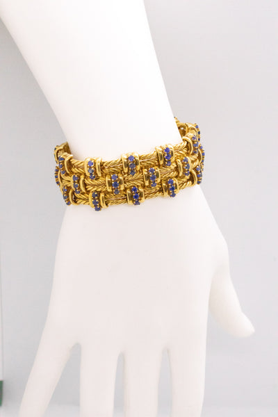 TIFFANY & CO 18 KT GOLD MESH BRACELET WITH 9.41 Ctw OF SAPPHIRES