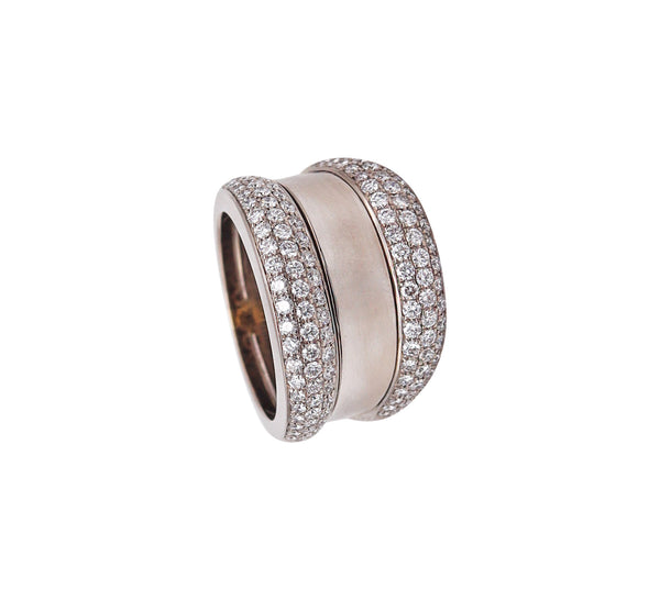 Chopard Swiss Strada Double Band Ring In 18Kt White Gold With 2.01 Cts Diamonds