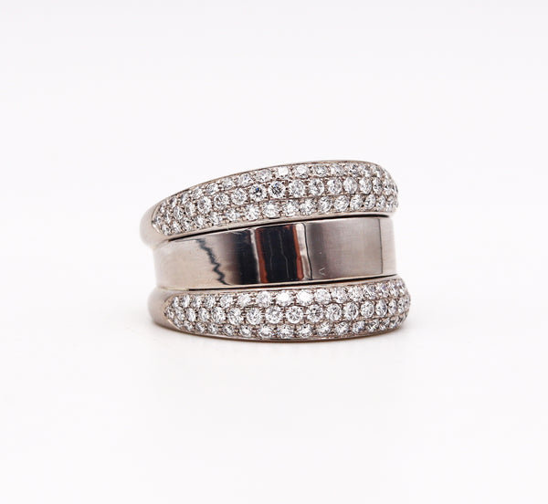 Chopard Swiss Strada Double Band Ring In 18Kt White Gold With 2.01 Cts Diamonds