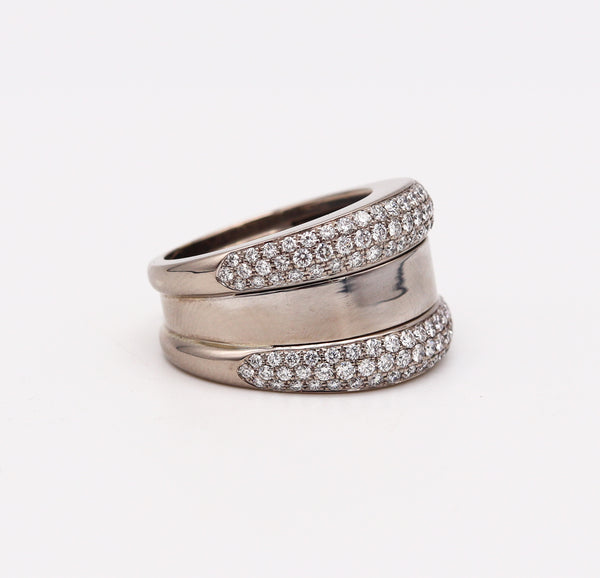 Chopard Swiss Strada Double Band Ring In 18Kt White Gold With 2.01 Cts Diamonds