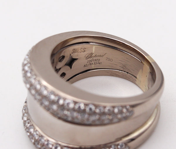 Chopard Swiss Strada Double Band Ring In 18Kt White Gold With 2.01 Cts Diamonds