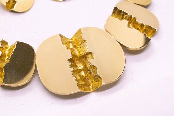 GUBELIN SWISS 18 KT GOLD GRAND CANYON FRACTURE NECKLACE & EARRINGS SET