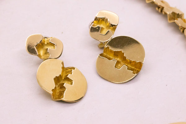 GUBELIN SWISS 18 KT GOLD GRAND CANYON FRACTURE NECKLACE & EARRINGS SET