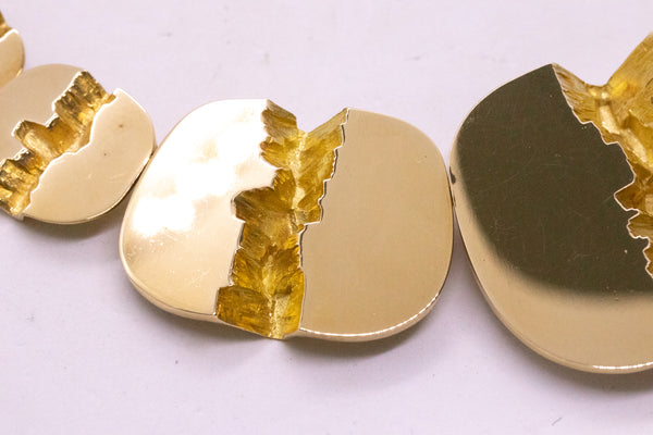 GUBELIN SWISS 18 KT GOLD GRAND CANYON FRACTURE NECKLACE & EARRINGS SET