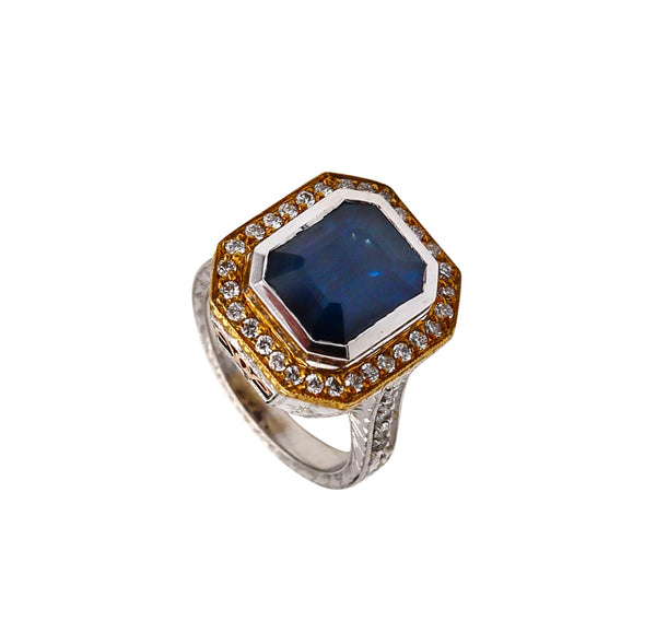 Loree Rodkin Baroque Cocktail Ring In 18Kt White Gold With 5.88 Cts In Sapphire And Diamonds