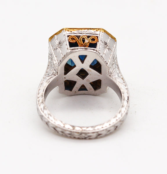 Loree Rodkin Baroque Cocktail Ring In 18Kt White Gold With 5.88 Cts In Sapphire And Diamonds