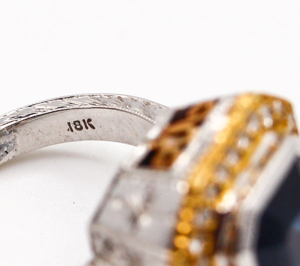 Loree Rodkin Baroque Cocktail Ring In 18Kt White Gold With 5.88 Cts In Sapphire And Diamonds