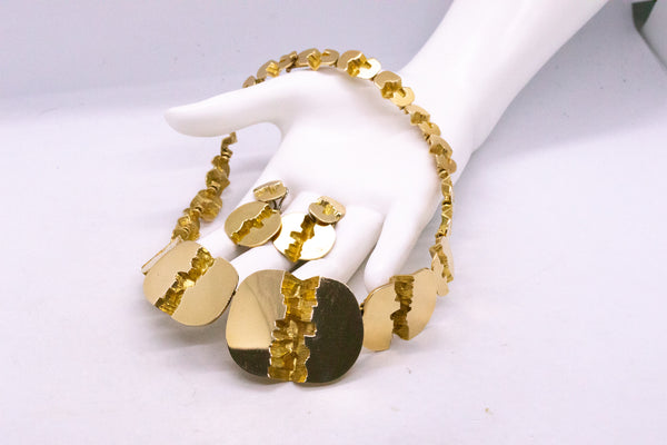 GUBELIN SWISS 18 KT GOLD GRAND CANYON FRACTURE NECKLACE & EARRINGS SET