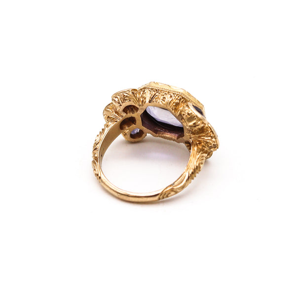 Monica Rossi Milan For Anaconda Cocktail Ring In 19Kt Yellow Gold With 5.79 Cts In Iolites
