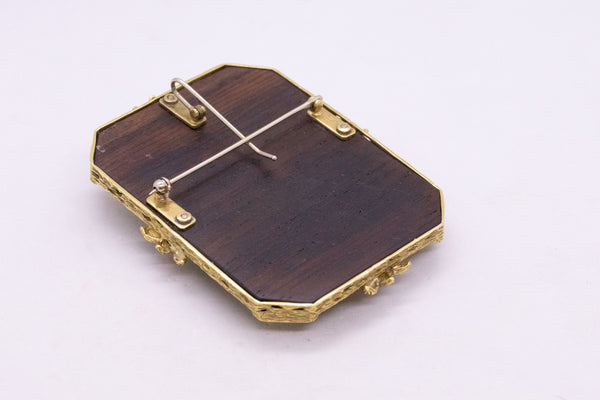 ALDO CIPULLO 1960 PENDANT BROOCH OF BACCHUS IN 18 KT AND WOOD
