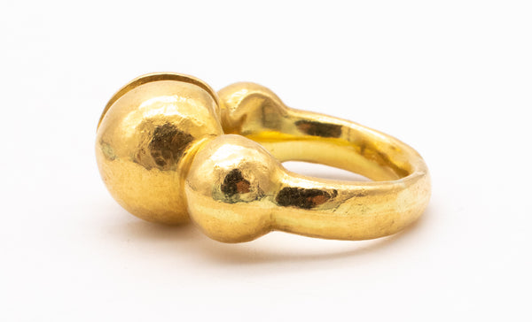 LALAOUNIS 1970 GREECE HAMMERED 18 KT YELLOW GOLD GEOMETRIC RING