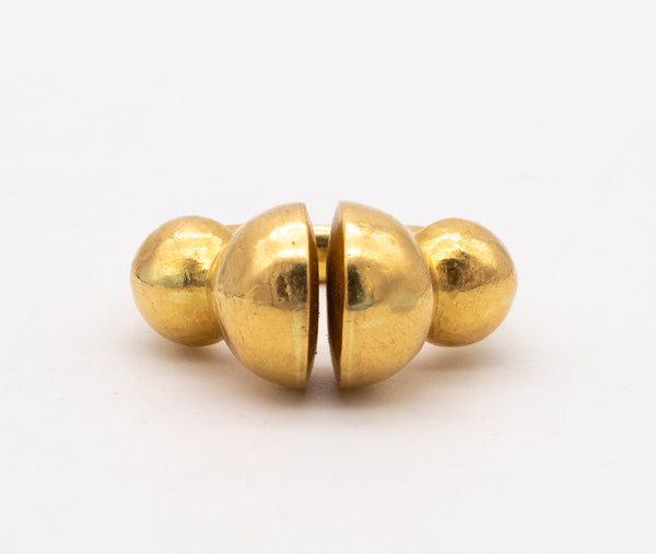 LALAOUNIS 1970 GREECE HAMMERED 18 KT YELLOW GOLD GEOMETRIC RING