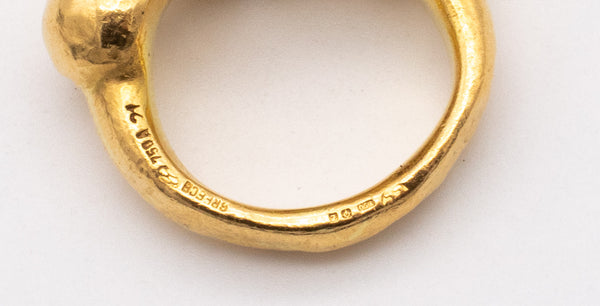 LALAOUNIS 1970 GREECE HAMMERED 18 KT YELLOW GOLD GEOMETRIC RING