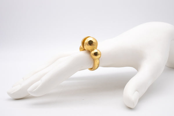 LALAOUNIS 1970 GREECE HAMMERED 18 KT YELLOW GOLD GEOMETRIC RING