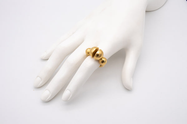 LALAOUNIS 1970 GREECE HAMMERED 18 KT YELLOW GOLD GEOMETRIC RING