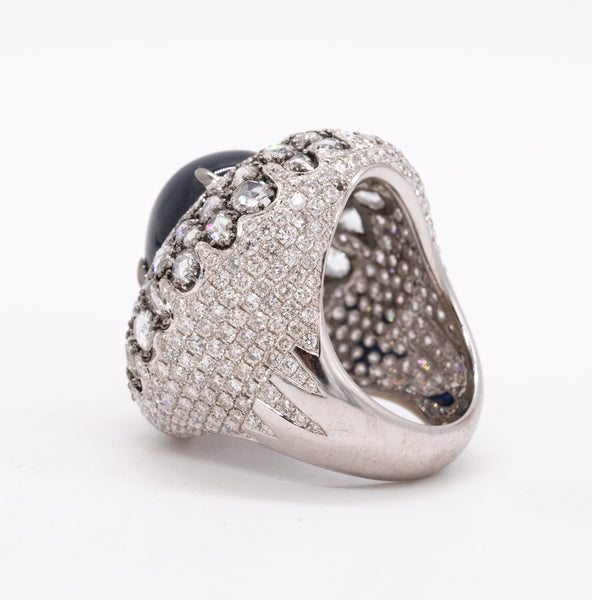 Mouawad Rare Cocktail Ring In 18Kt With 23.56 Ctw In Diamonds And Sapphire