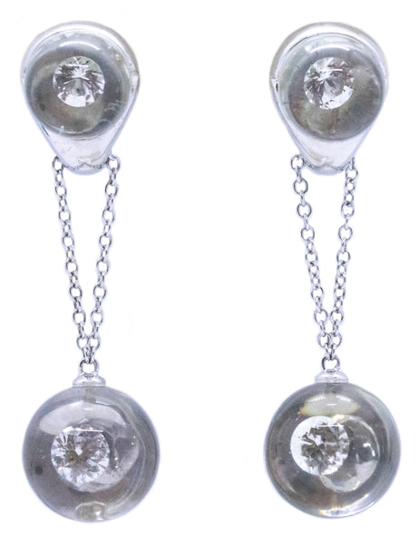 MAUBOUSSIN 18 KT WHITE GOLD DAY & NIGHT EARRINGS WITH VS DIAMONDS