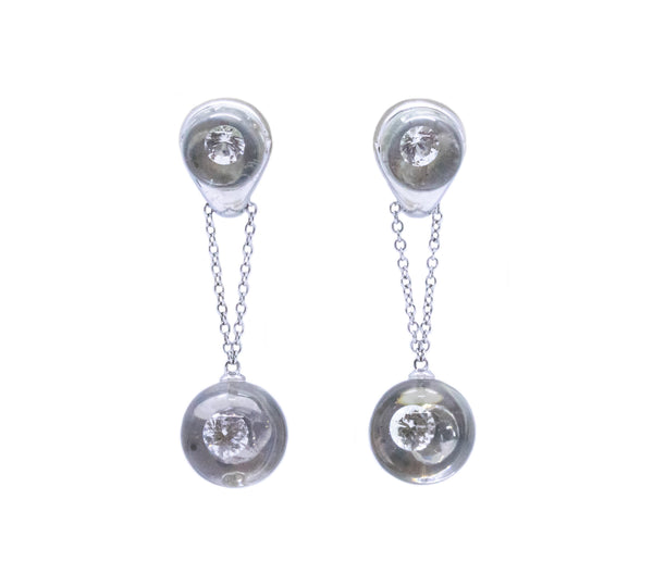 MAUBOUSSIN 18 KT WHITE GOLD DAY & NIGHT EARRINGS WITH VS DIAMONDS