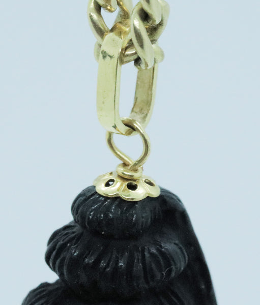 CORLETTO BLACKAMOOR ITALIAN 18 KT GOLD CHARM EBONY, CORAL & PEARLS