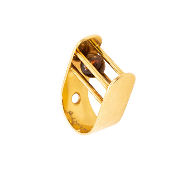 Yael Sonia Brazil Kinetic Sculptural Ring In 18Kt Yellow Gold With White Quartz
