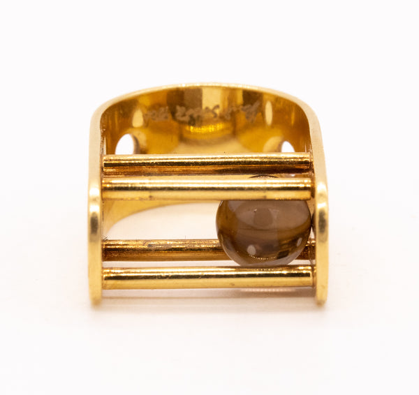 Yael Sonia Brazil Kinetic Sculptural Ring In 18Kt Yellow Gold With White Quartz