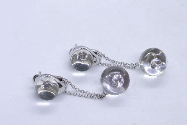 MAUBOUSSIN 18 KT WHITE GOLD DAY & NIGHT EARRINGS WITH VS DIAMONDS