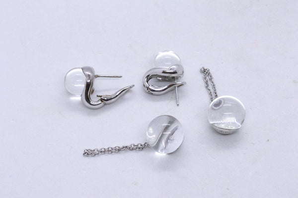 MAUBOUSSIN 18 KT WHITE GOLD DAY & NIGHT EARRINGS WITH VS DIAMONDS