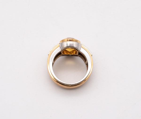 ANTONINI MILANO 18 KT GOLD RING WITH 4.70 CTW IN DIAMONDS & ORANGE CITRINE