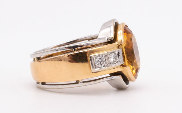 ANTONINI MILANO 18 KT GOLD RING WITH 4.70 CTW IN DIAMONDS & ORANGE CITRINE